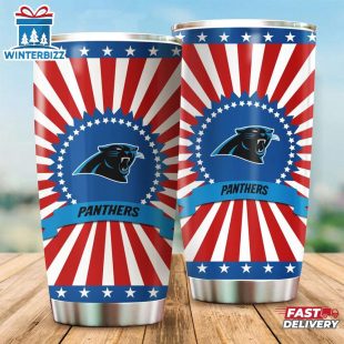 Carolina Panthers USA Flag Pattern Independence Day Tumbler