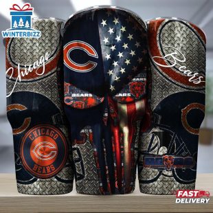 Chicago Bears NFL Skull Iron Pattern Tumbler