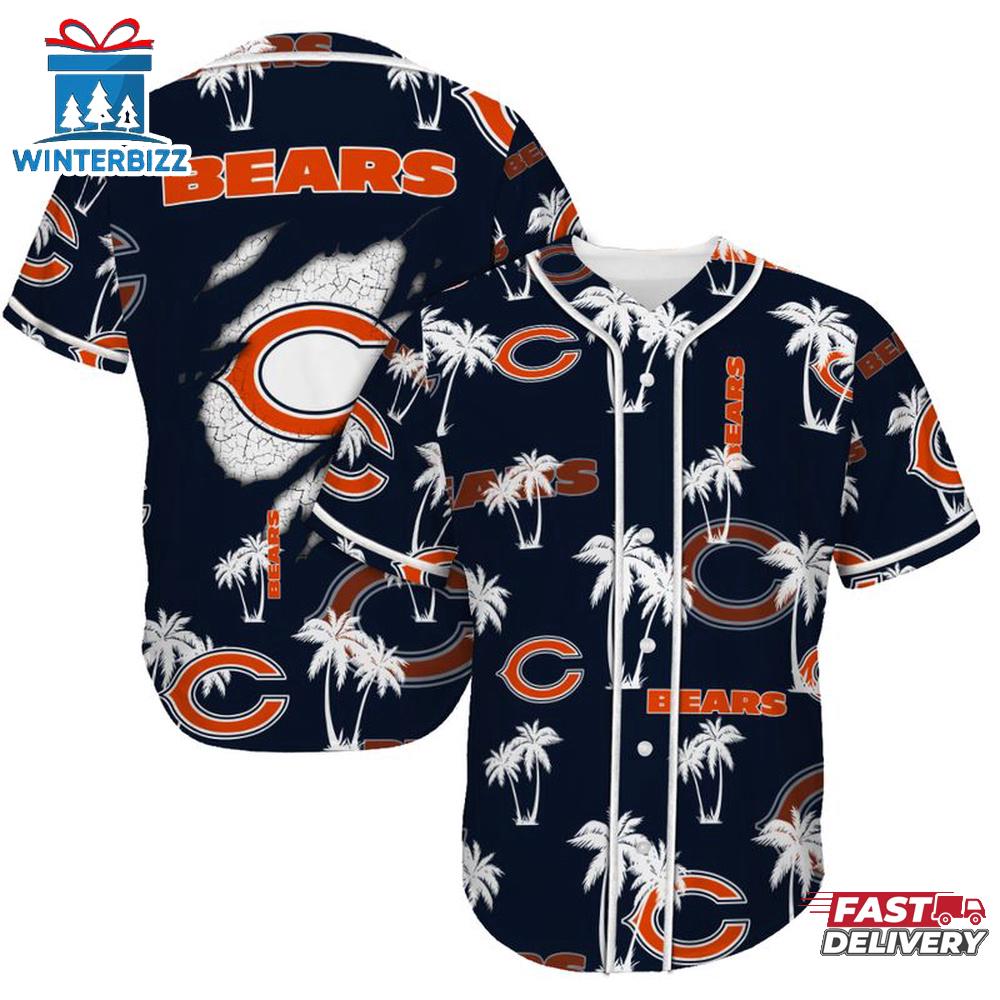 Chicago Bears Palm Tree Pattern Baseball Jersey Shirts Chicago Bears Palm Tree Pattern Baseball Jersey Shirts