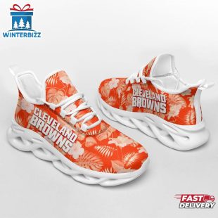 Cleveland Browns Tropical Flowers NFL Max Soul Shoes For Fans