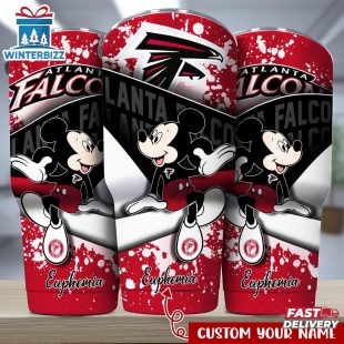 Custom Name Atlanta Falcons NFL Logo Mickey Mouse Tumbler For Fans