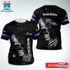 Custom Name Baltimore Ravens Skull NFL All Over Print T-Shirt