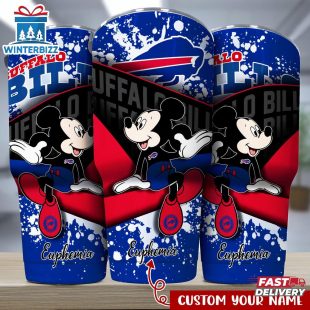 Custom Name Buffalo Bills NFL Logo Mickey Mouse Tumbler For Fans