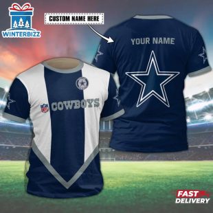 Custom Name Dallas Cowboys Sport Football NFL All Over Print T-Shirt