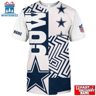 Custom Name Dallas Cowboys Team NFL All Over Print T-Shirt