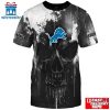 Custom Name Detroit Lions Skull Face NFL All Over Print T-Shirt