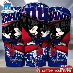 Custom Name New York Giants NFL Logo Mickey Mouse Tumbler For Fans