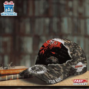 Custom Name NFL 49ers Punisher Skull Baseball Cap