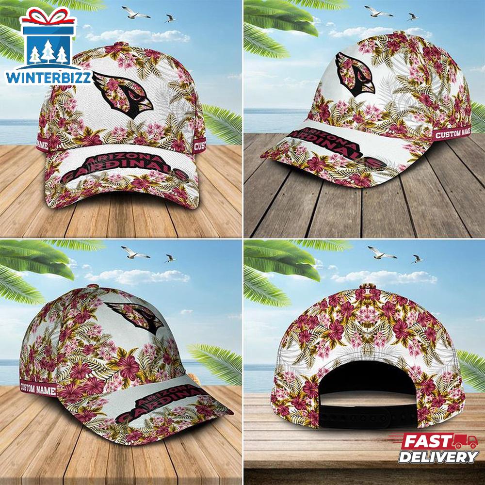 Custom Name NFL Arizona Cardinals Hawaiian Pattern Baseball Cap Custom Name NFL Arizona Cardinals Hawaiian Pattern Baseball Cap