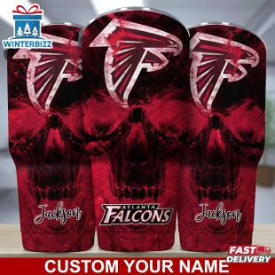 Custom Name NFL Atlanta Falcons NFL Skull Tumbler For Sports Fan