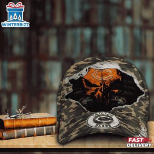 Custom Name NFL Bears Punisher Skull Baseball Cap