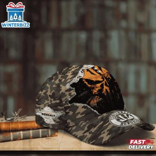 Custom Name NFL Bengals Punisher Skull Baseball Cap