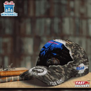 Custom Name NFL Bills Punisher Skull Baseball Cap