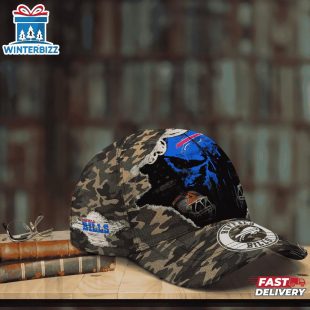 Custom Name NFL Bills Punisher Skull Baseball Cap