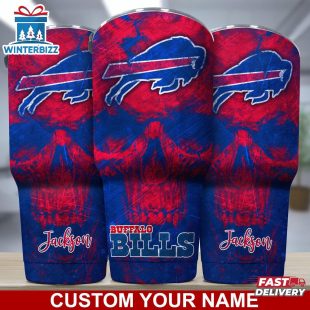 Custom Name NFL Buffalo Bills NFL Skull Tumbler For Sports Fan