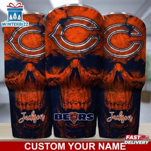 Custom Name NFL Chicago Bears NFL Skull Tumbler For Sports Fan