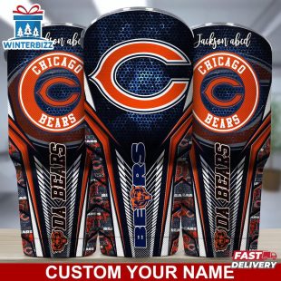 Custom Name NFL Chicago Bears Sport Team Football Tumbler For Fans