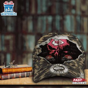 Custom Name NFL Chiefs Punisher Skull Baseball Cap