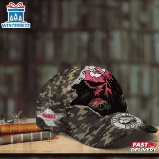 Custom Name NFL Chiefs Punisher Skull Baseball Cap