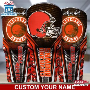 Custom Name NFL Cleveland Browns Sport Team Football Tumbler For Fans