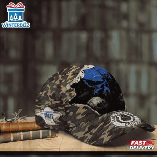 Custom Name NFL Colts Punisher Skull Baseball Cap