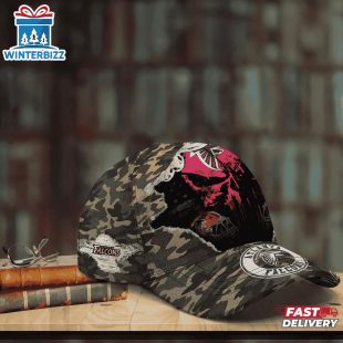 Custom Name NFL Falcons Punisher Skull Baseball Cap