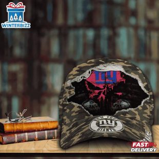 Custom Name NFL Giants Punisher Skull Baseball Cap