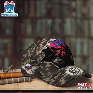 Custom Name NFL Giants Punisher Skull Baseball Cap