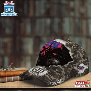 Custom Name NFL Giants Punisher Skull Baseball Cap