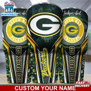 Custom Name NFL Green Bay Packers Sport Team Football Tumbler For Fans