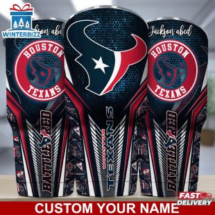 Custom Name NFL Houston Texans Sport Team Football Tumbler For Fans