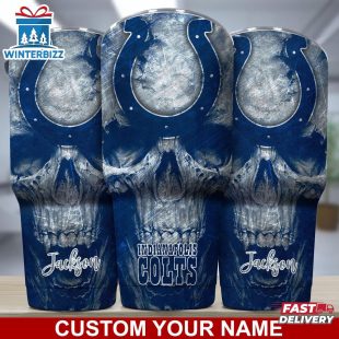 Custom Name NFL Indianapolis Colts NFL Skull Tumbler For Sports Fan