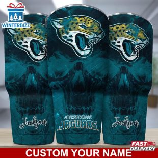 Custom Name NFL Jacksonville Jaguars NFL Skull Tumbler For Sports Fan