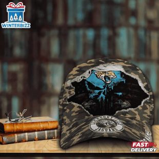 Custom Name NFL Jaguars Punisher Skull Baseball Cap