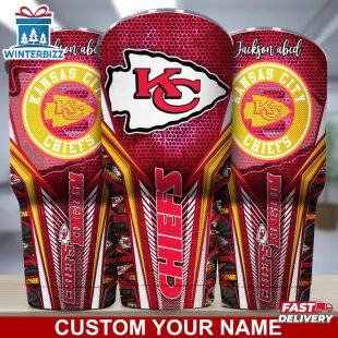 Custom Name NFL Kansas City Chiefs Sport Team Football Tumbler For Fans