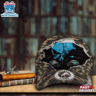 Custom Name NFL Lions Punisher Skull Baseball Cap