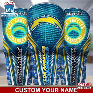 Custom Name NFL Los Angeles Chargers Sport Team Football Tumbler For Fans