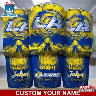 Custom Name NFL Los Angeles Rams NFL Skull Tumbler For Sports Fan