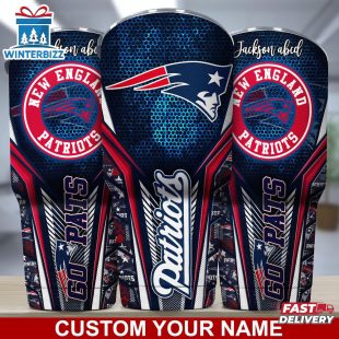 Custom Name NFL New England Patriots Sport Team Football Tumbler For Fans