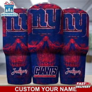 Custom Name NFL New York Giants NFL Skull Tumbler For Sports Fan