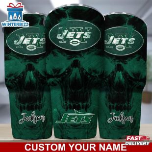 Custom Name NFL New York Jets NFL Skull Tumbler For Sports Fan