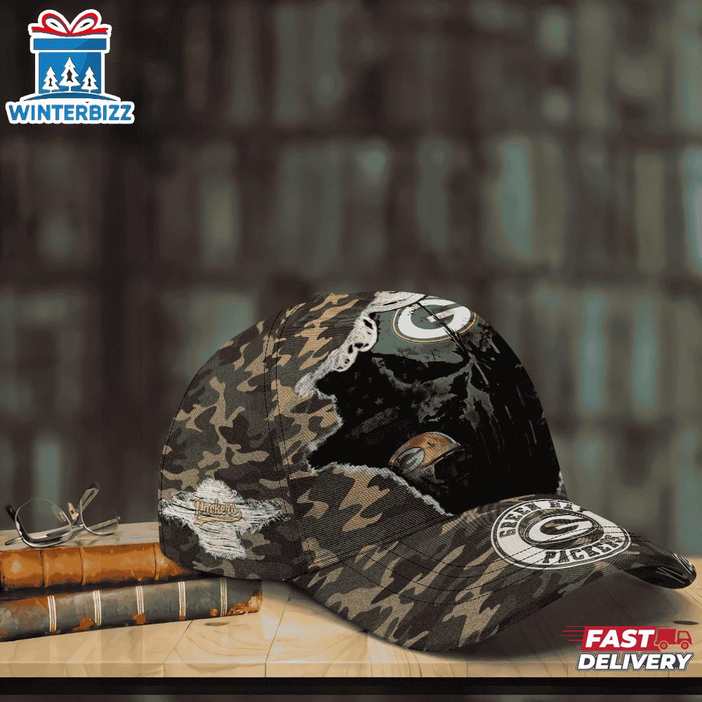 Custom Name NFL Packers Punisher Skull Baseball Cap Custom Name NFL Packers Punisher Skull Baseball Cap