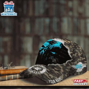 Custom Name NFL Panthers Punisher Skull Baseball Cap