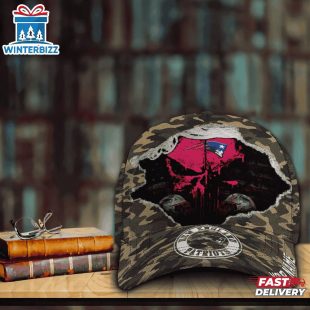 Custom Name NFL Patriots Punisher Skull Baseball Cap