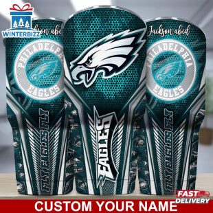 Custom Name NFL Philadelphia Eagles Sport Team Football Tumbler For Fans