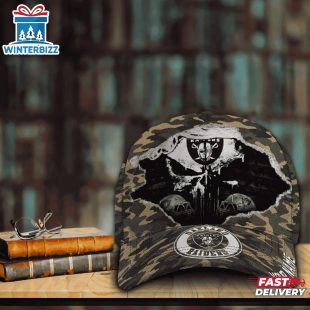 Custom Name NFL Raiders Punisher Skull Baseball Cap