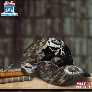 Custom Name NFL Raiders Punisher Skull Baseball Cap