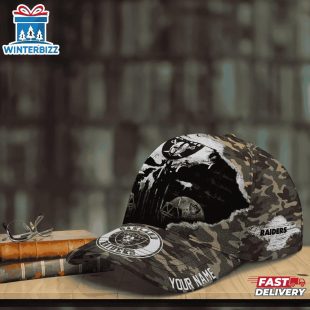 Custom Name NFL Raiders Punisher Skull Baseball Cap