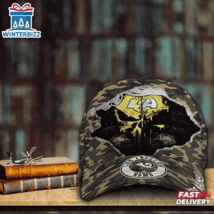 Custom Name NFL Rams Punisher Skull Baseball Cap