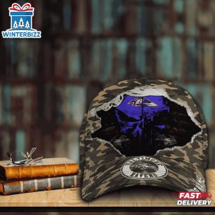 Custom Name NFL Ravens Punisher Skull Baseball Cap